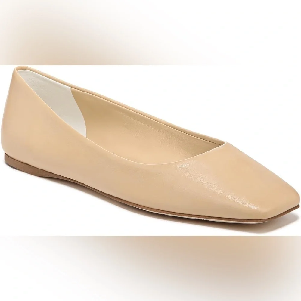 SARTO By Franco Sarto Neutral Beige Pointed-Toe Leather Flat